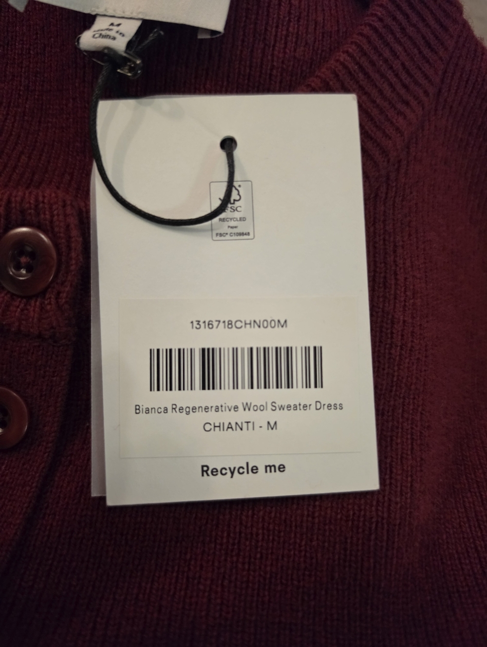 Reformation Bianca Regenerative Wool Sweater Dress In Chianti - Picture 10 of 12